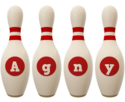 Agny bowling-pin logo