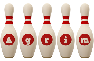 Agrim bowling-pin logo