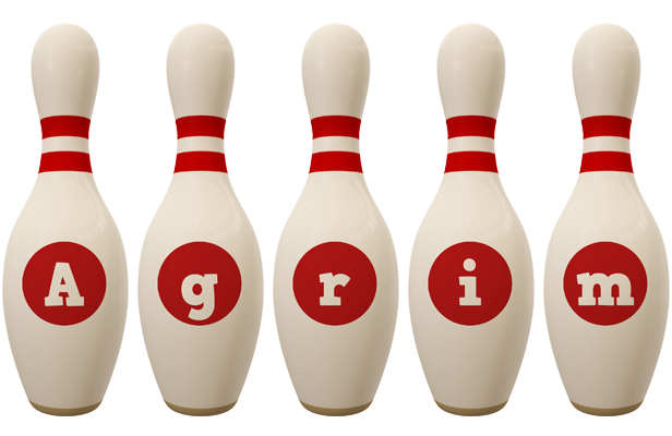 Agrim bowling-pin logo