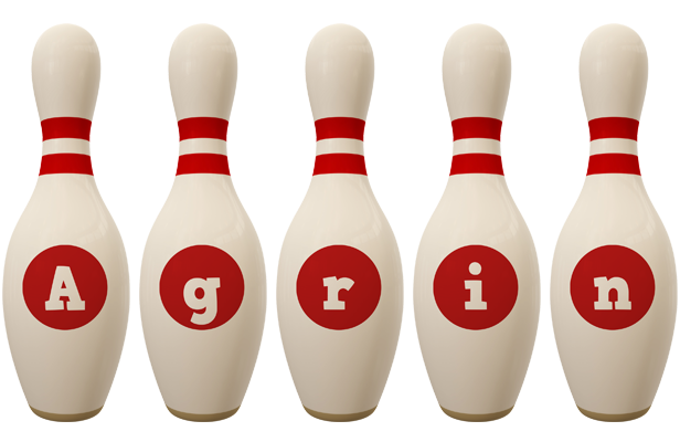 Agrin bowling-pin logo