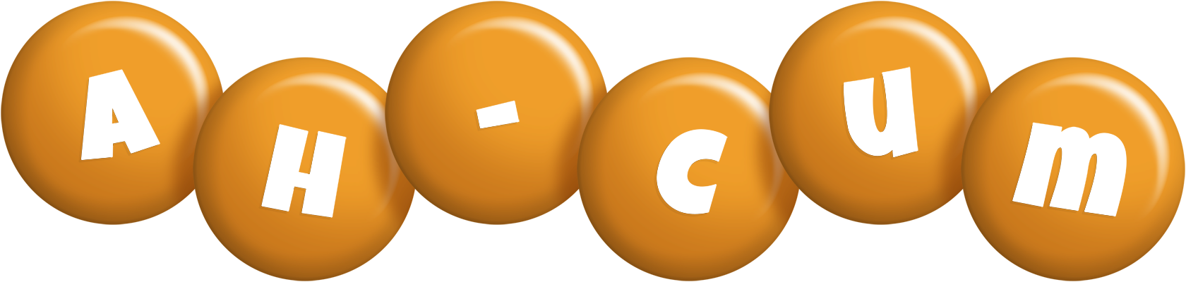 Ah-Cum candy-orange logo