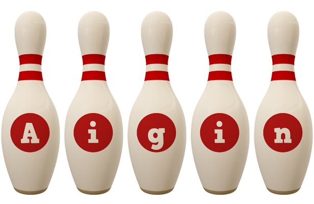 Aigin bowling-pin logo