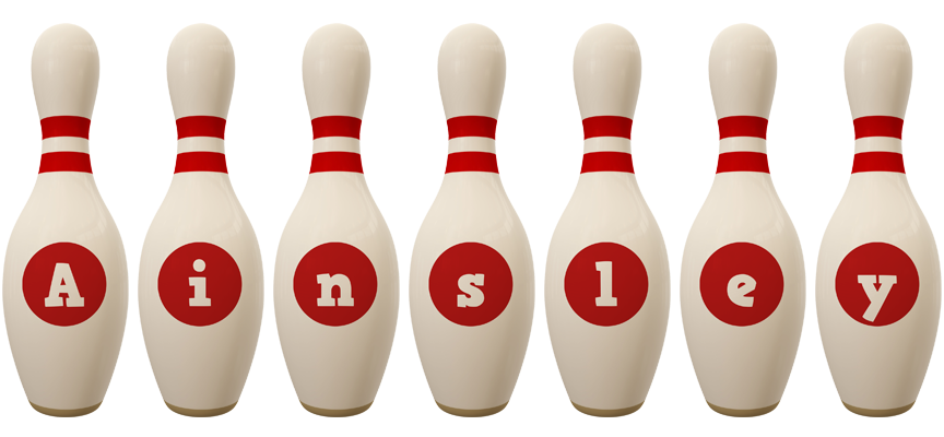Ainsley bowling-pin logo
