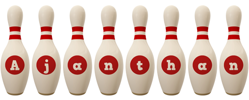 Ajanthan bowling-pin logo
