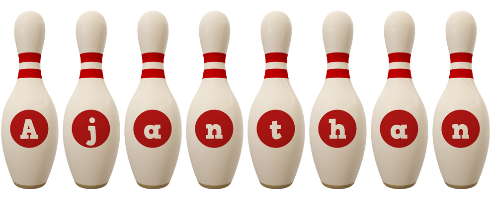 Ajanthan bowling-pin logo