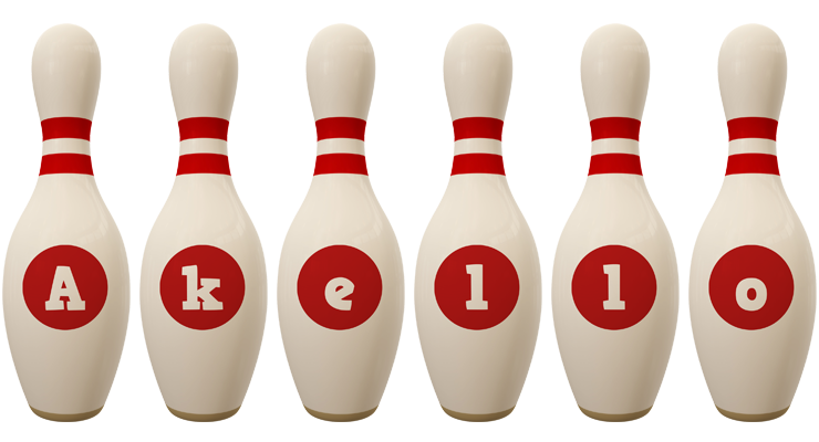 Akello bowling-pin logo