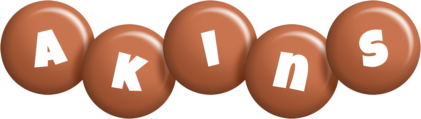 Akins candy-brown logo