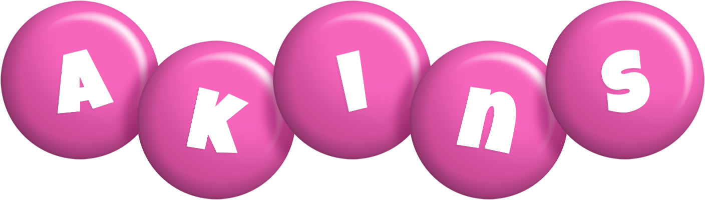 Akins candy-pink logo
