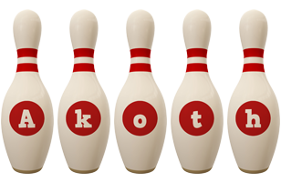 Akoth bowling-pin logo