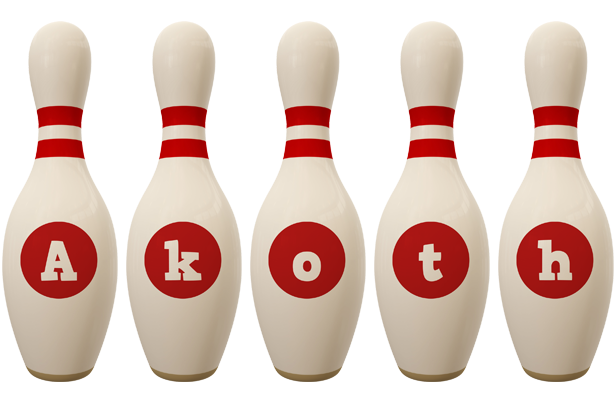 Akoth bowling-pin logo