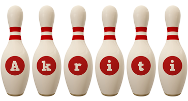 Akriti bowling-pin logo