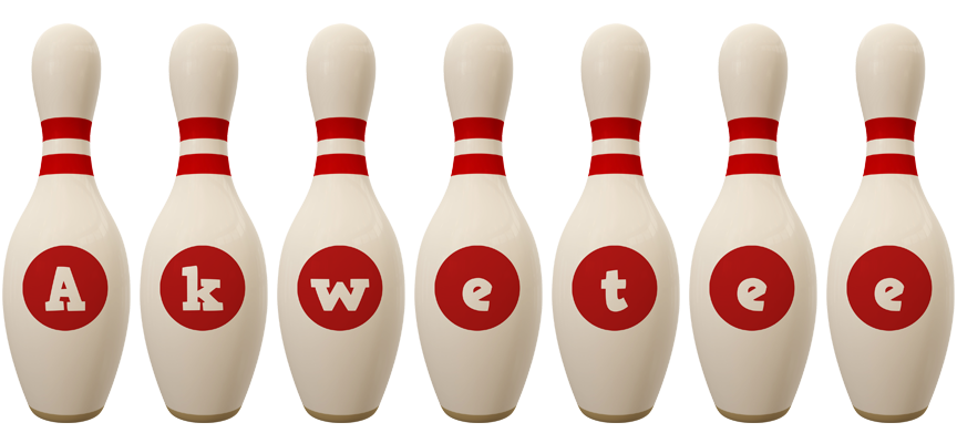 Akwetee bowling-pin logo
