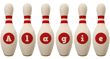 Alagie bowling-pin logo