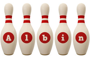 Albin bowling-pin logo