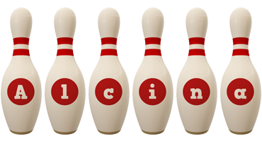 Alcina bowling-pin logo