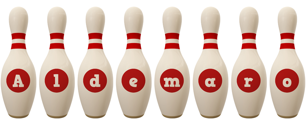 Aldemaro bowling-pin logo