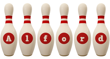 Alford bowling-pin logo