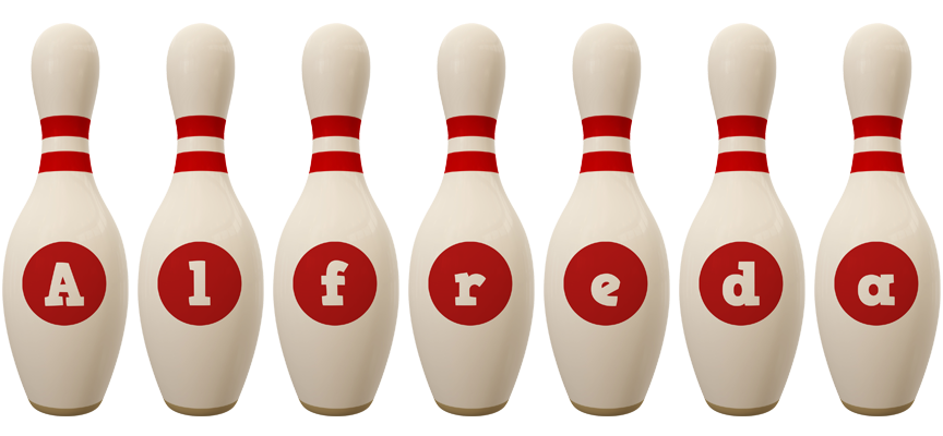 Alfreda bowling-pin logo