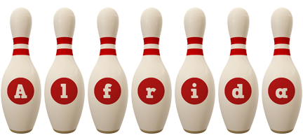 Alfrida bowling-pin logo