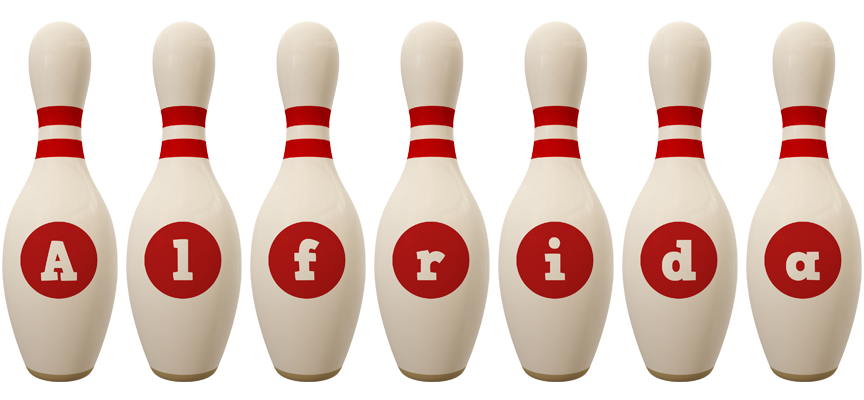 Alfrida bowling-pin logo