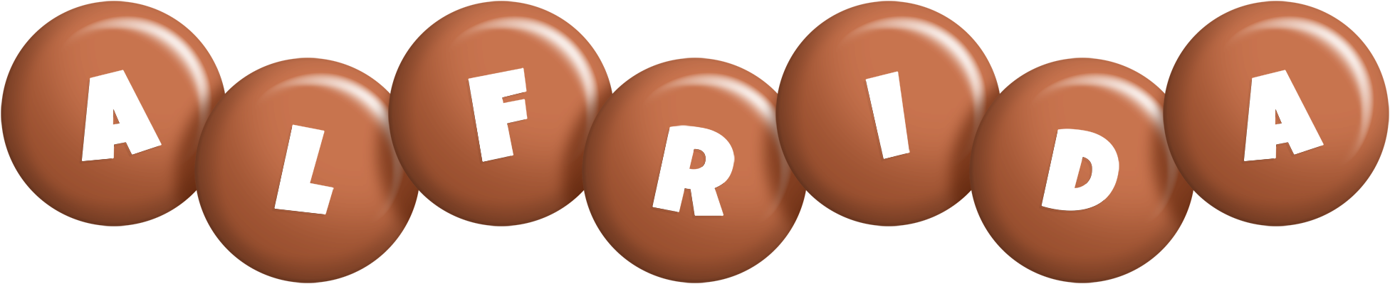 Alfrida candy-brown logo