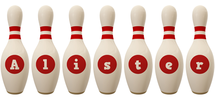 Alister bowling-pin logo