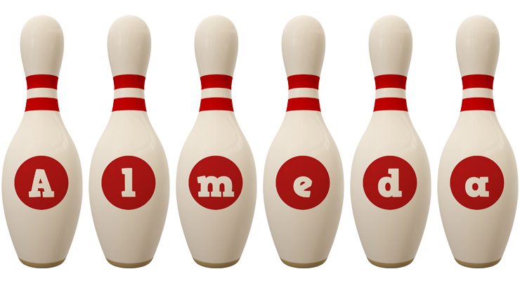 Almeda bowling-pin logo