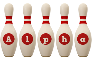 Alpha bowling-pin logo