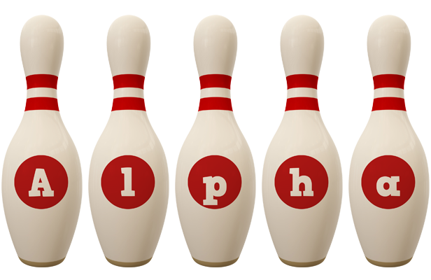 Alpha bowling-pin logo