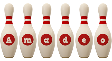 Amadeo bowling-pin logo
