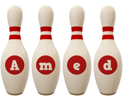 Amed bowling-pin logo