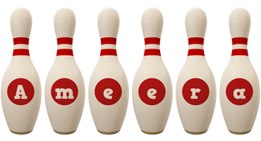 Ameera bowling-pin logo