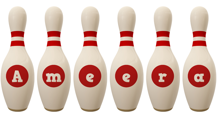 Ameera bowling-pin logo