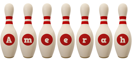 Ameerah bowling-pin logo