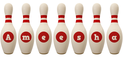 Ameesha bowling-pin logo