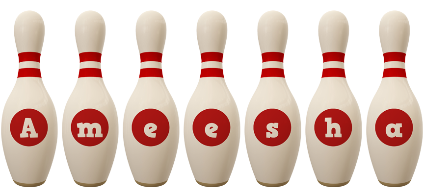 Ameesha bowling-pin logo