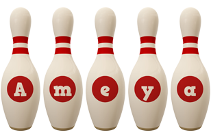 Ameya bowling-pin logo