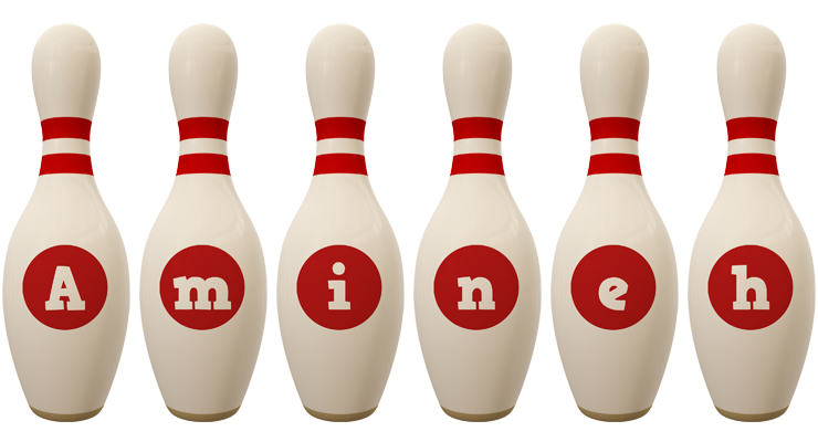 Amineh bowling-pin logo