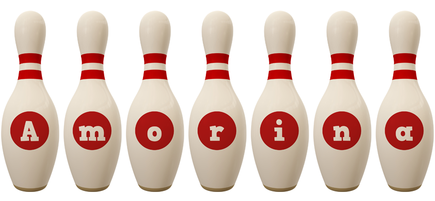 Amorina bowling-pin logo