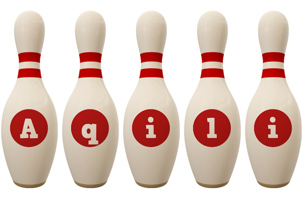 Aqili bowling-pin logo