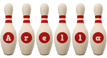 Arella bowling-pin logo