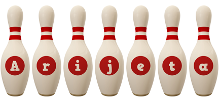 Arijeta bowling-pin logo