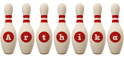 Arthika bowling-pin logo