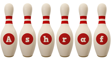 Ashraf bowling-pin logo