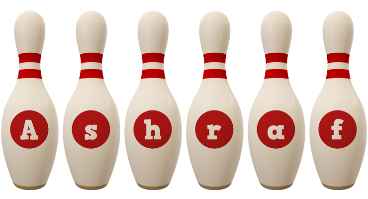 Ashraf bowling-pin logo