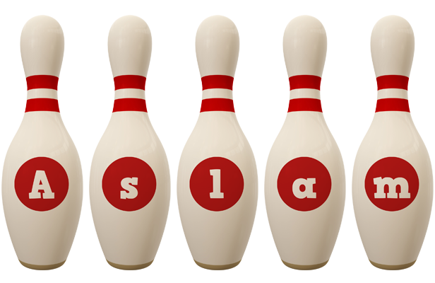 Aslam bowling-pin logo