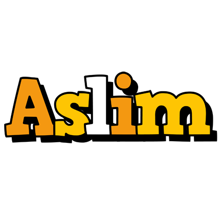 Aslim cartoon logo