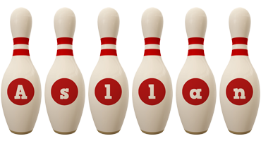 Asllan bowling-pin logo