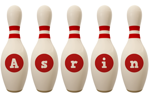 Asrin bowling-pin logo
