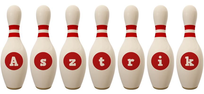 Asztrik bowling-pin logo